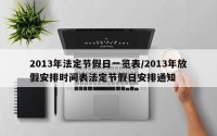 2013年法定节假日一览表/2013年放假安排时间表法定节假日安排通知