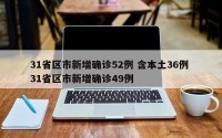 31省区市新增确诊52例 含本土36例 31省区市新增确诊49例