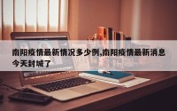 南阳疫情最新情况多少例,南阳疫情最新消息今天封城了