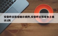 安徽昨日新增确诊病例,安徽昨日新增本土确诊2例