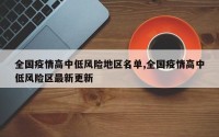 全国疫情高中低风险地区名单,全国疫情高中低风险区最新更新