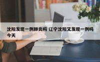 沈阳发现一例肺炎吗 辽宁沈阳又发现一例吗今天