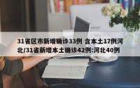 31省区市新增确诊33例 含本土17例河北/31省新增本土确诊42例:河北40例