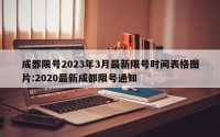 成都限号2023年3月最新限号时间表格图片:2020最新成都限号通知